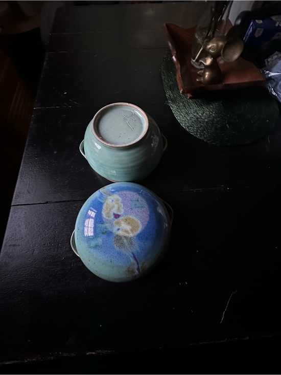 Hand Crafted Other - Hand Crafted Teal and Blue Glazed Ceramic Bowls